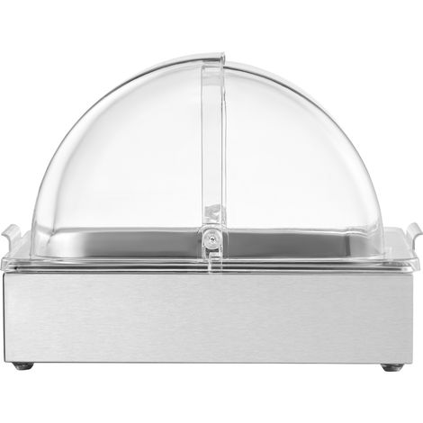 Mophorn Servierbehälter Buffet-Behälter aus Edelstahl (1 Behälter), Präsentationsständer Serviertablett mit durchsichtigem Deckel & 3 Eiswürfelschalen für Gastronomie und Küche