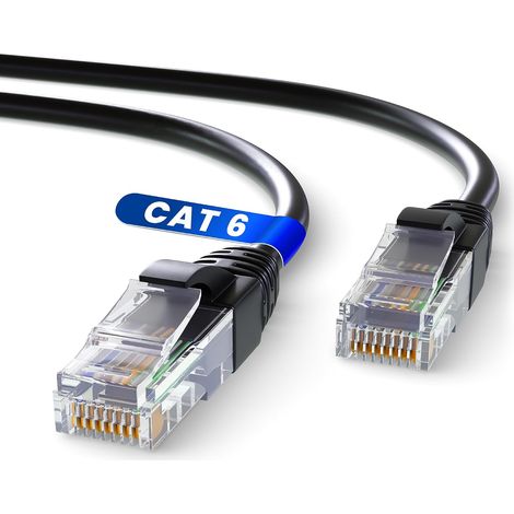Câble Ethernet 25m, reseau LAN Cable ethernet Cat 6 Haut Debit pour Une Connexion Internet Rapide et fiable Cable ethernet connecteur AWG24, Câble RJ45 UTP CCA (25 mètres, Noir) (1/5)