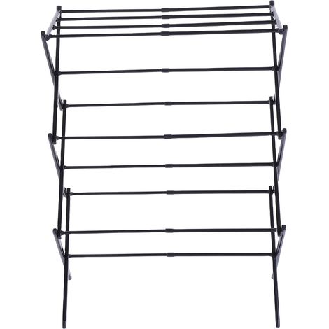 Étendoir à linge extensible en acier au carbone, 3 niveaux, pliable et portable, pour vêtements et serviettes, noir (1/5)