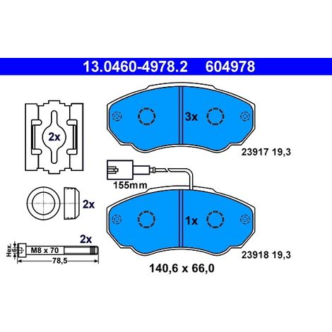 Kit de plaquettes de frein, frein à disque ATE 13.0460-4978.2 CITROËN 4252 42