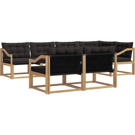 Ensemble de canapés d'extérieur 7 pc Blanc et noir vidaXL (1/5)