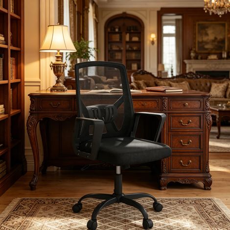 Chaise de bureau pliable réglable en maille noire HAVRYA (1/5)