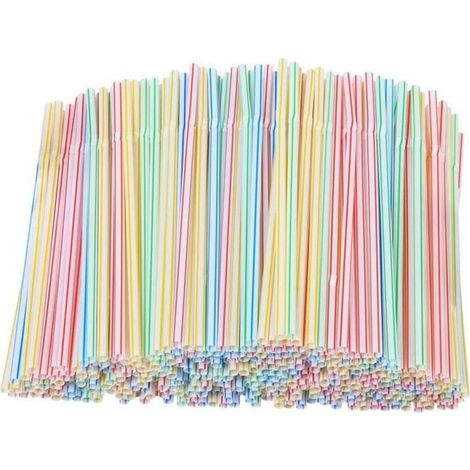 Pajitas de plástico desechables - 800 unidades - Colores surtidos