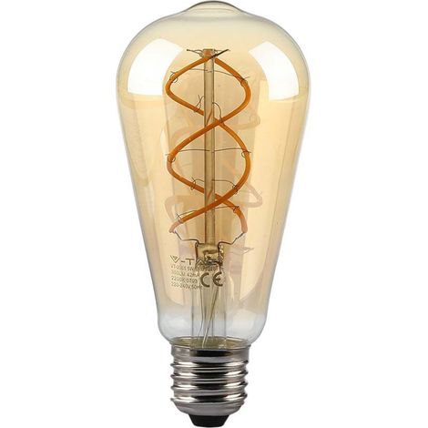 Bombilla LED V-TAC E27 de 5 W, filamento ST64, ámbar, blanco cálido (1/5)