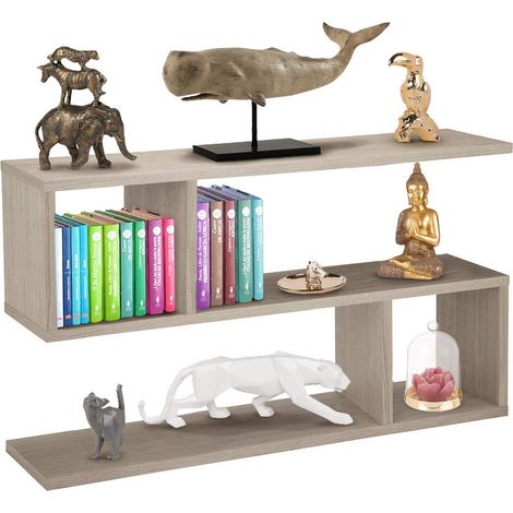 Bibliothèque Bassa, étagère à 5 étagères, en Bois mélaminé, Design Moderne pour Salon, Maison ou Bureau, Dimensions 80 x 20 x 50,5 cm (Beige) (1/5)