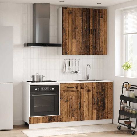 Ensemble de cuisine 5 pièces en bois d’ingénierie, coloris bois ancien - PANGIVO (1/5)