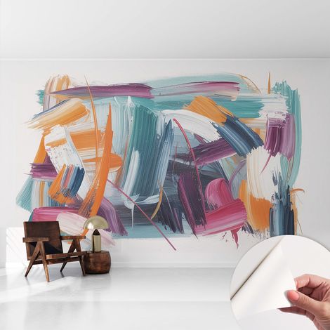 Tapete Selbstklebend - Fototapete mit Motiv - Wandtapete modern - Wanddeko Energische Pinselstriche 416x254 cm (1/5)