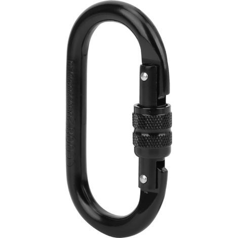 O-förmiger Karabiner mit Gewinde, Kletterausrüstung, Sicherheitshaken, Schlaufe für Yoga-Hängematten, elektrophoretisch schwarz (1/5)