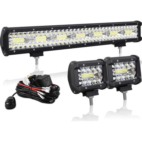 1 Barre LED 50cm,2 Spot LED 10cm,Faisceau Mixte,Étanche IP67,Pour Camion,SUV,Bateau (1/5)