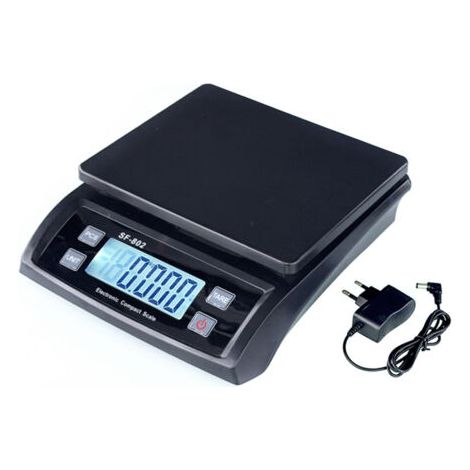LAN Balance de précision pour colis jusqu'à 30 kg, idéale pour l'expédition et l'entreposage, unités : kg/lb/oz, écran LCD rétroéclairé, fonctions tare et PCS, adaptateur secteur inclus. (1/4)