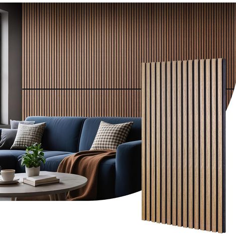 Panneaux muraux en bois - Panneaux acoustiques 3D - Lattes en bois - Panneaux muraux 3D pour le mur - Panneaux muraux en bois pour la décoration murale (noyer noir) (1/5)