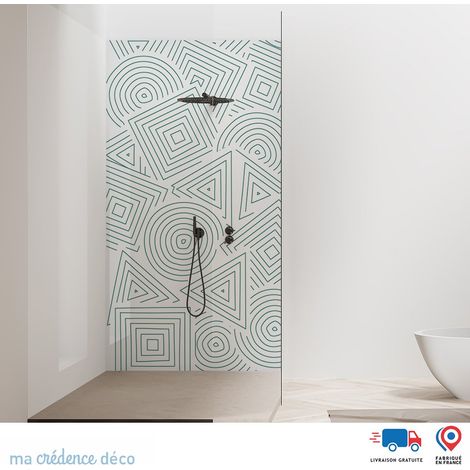 Panneau de douche : Motifs géométriques abstraits - Couleur Vert menthe - Alu composite - 90 - 245 (1/2)