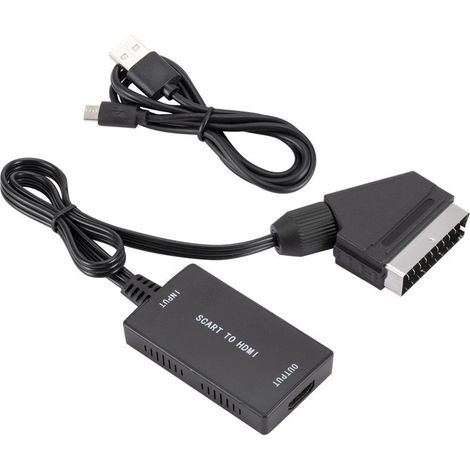 Cable HDMI, convertidor SCART a HDMI, adaptador SCART a HDMI, convertidor de audio/vídeo HD 1080P/720P con cable USB (1/5)