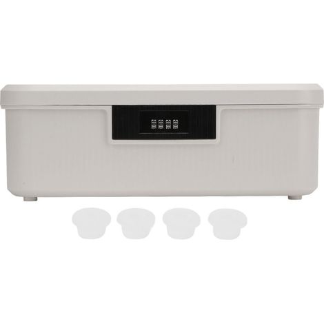 Boîte de rangement à mot de passe, capacité 16 L, compartimentée, avec serrure à mot de passe, pour documents et dossiers importants (blanche). (1/5)