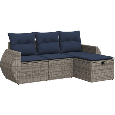 Maison Exclusive - 4-tlg. Garten-Sofagarnitur mit Kissen Grau Pol