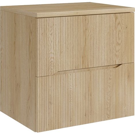 Mobile sotto lavabo sospeso scanalato con ripiano Naturale chiaro 60 cm - ORISO