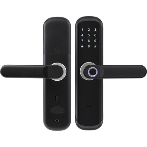 Serrure de porte intelligente TT Lock Bluetooth serrure de porte d'empreintes digitales M1 carte mot de passe sans clé ajouter une passerelle fonctionne avec déverrouiller Wifi noir X3 ( Color : 1 UK (1/5)