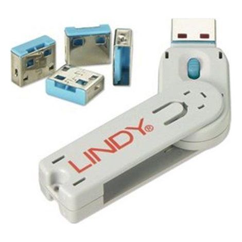 LINDY 40452 - USB PORT SCHLOSS (4 STÜCK) MIT SCHLÜSSEL: CODE BLAU (1/5)