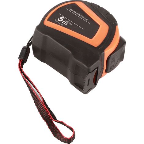 Ruban à mesurer en acier ABS noir et orange, autobloquant, finition mate pulvérisée, pour le travail du bois (1/5)