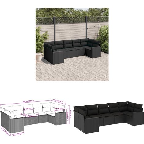 7-tlg. Garten-Sofagarnitur mit Kissen Schwarz Poly Rattan - Gartensofas - Outdoor Möbel - Gartenmöbelset - Lounge Set - Rattan Sofa - Home & Living (1/3)