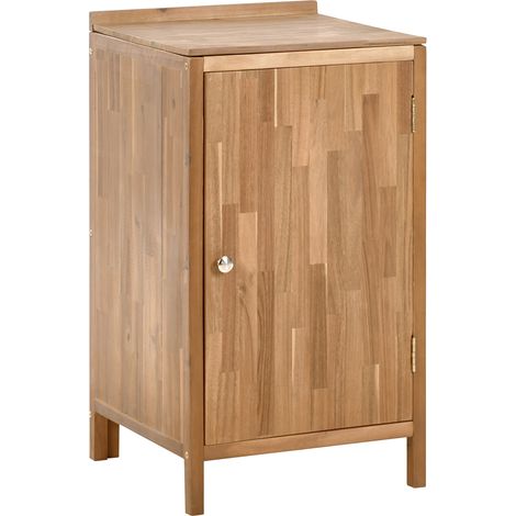 Armario de cocina exterior de madera de acacia 2 estantes y encimera de madera maciza 50 x 50 x 90 cm marrón Venosa
