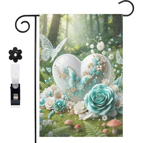 Bannière de cour boîte en bois et cœur décoratif 30 x 45 cm décoration extérieure et intérieure (1/5)