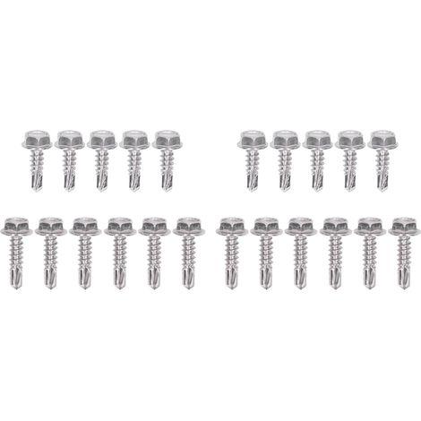 Kit de 100 vis autoperceuses avec rondelles hexagonales 4,8 x 16 mm et 4,8 x 19 mm en acier inoxydable (1/5)