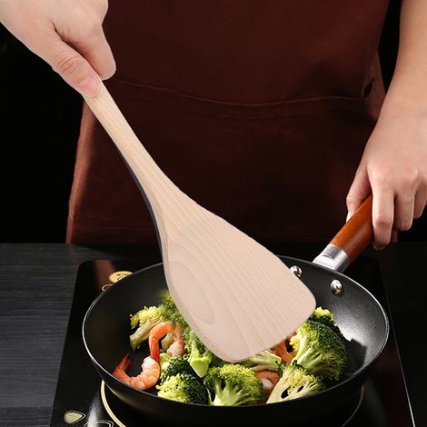 Ensemble de 5 pièces comprenant une spatule et une cuillère en bois, ustensiles de cuisine pour poêles antiadhésives. (1/5)