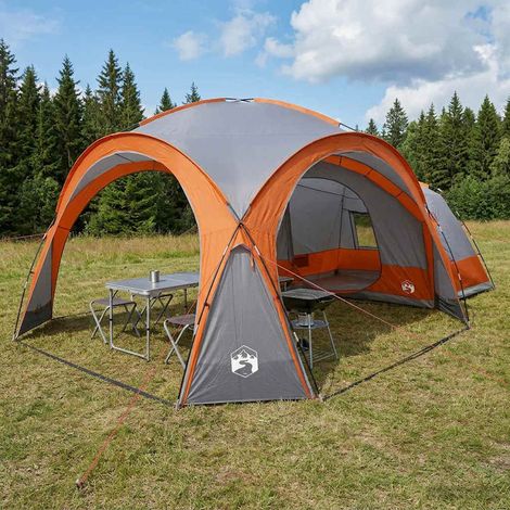 vidaXL Tente latérale Gris et orange 410 x 410 x 250 cm (1/5)