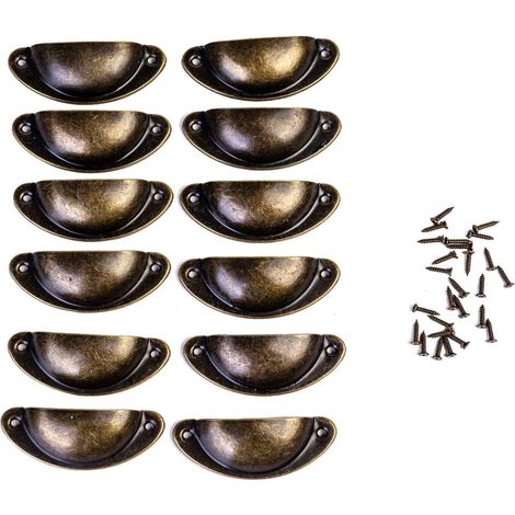 Poignées de tiroir en forme de coquillage, poignées de meuble en bronze, poignées de meuble antique semi-circulaires avec vis pour tiroirs, armoires, (1/5)