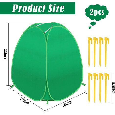Cloche de protection pop‑up contre le gel pour arbustes, légumes et fleurs, voile anti‑froid repliable à ancrage, Composition : 2 pièces, taille grande, forme incurvée, avec 8 piquets, Couleur : vert (1/5)
