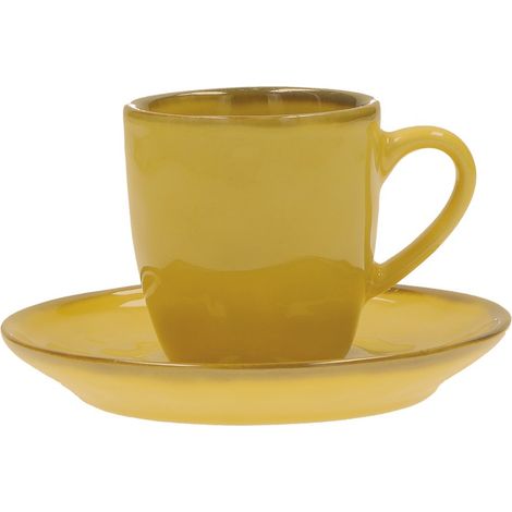 ROSE & TULIPANI Tazzina Caffe' con Piattino Ocra 90 Cc
