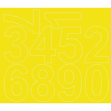 Pegatinas autoadhesivas con números de 8 cm, color amarillo brillante. (1/2)