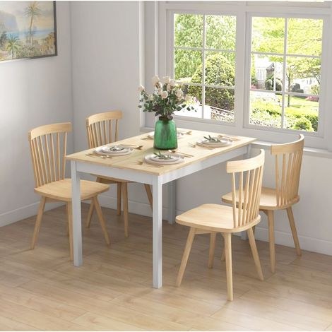 Mesa de comedor 120 x 75 cm estilo rústico, pino natural, para 4 personas (1/5)
