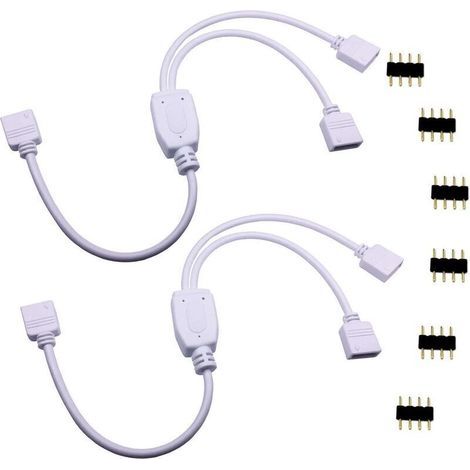 pezzi Cavo splitter per striscia LED RGB da 1 a 2, cavo splitter per striscia LED CC a 2 vie, cavo di prolunga a 4 pin per striscia LED RGB SMD 5050 3528 2835 - 30 cm, bianco [Classe (1/4)