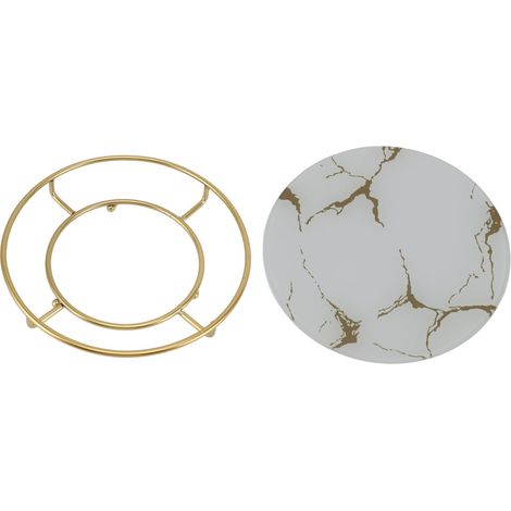 Plateau de Salle de Bain Rond Blanc Antidérapant pour Vanité, Organisateur Élégant de Comptoir pour Cosmétiques et Bijoux (1/5)