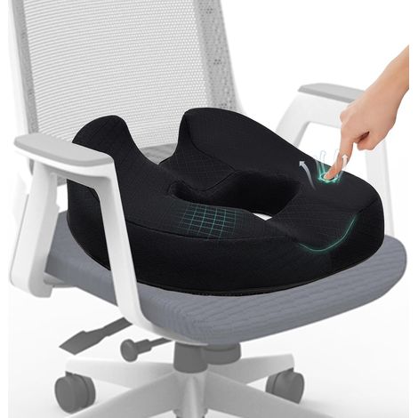 Coussin de siège orthopédique pour hémorroïdes et Coccyx, Anneau de siège en Forme de Beignet pour Voiture, canapé, Bureau et Fauteuil Roulant, Noir 15,5 17,5 5,5 Pouces (1/5)