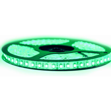 Kit de cinta profesional 3528 - 120 leds/m - 5 metros verde anti-salpicaduras (IP65)  Longitud: 5 metros - Transformador: Fuente de alimentación incluida