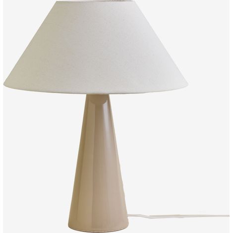 SKLUM Jevora 60cm Tischlampe aus Keramik und Leinen Creme-Beige                                  