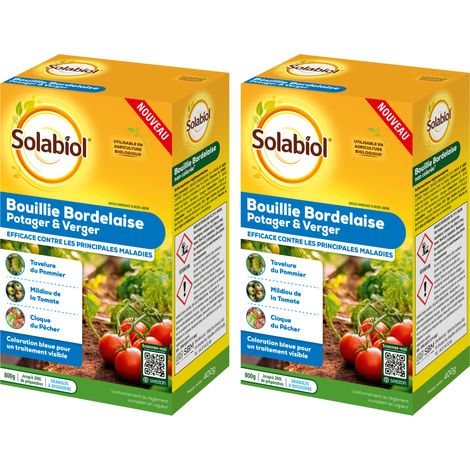 SOLABIOL Lot De 2 Bouillies Bordelaises - 2x800g - 400L De Solution - Granulés A Dissoudre - Traitement Préventif & Traditionnel - Coloration Bleue SOBB800X2 (1/5)