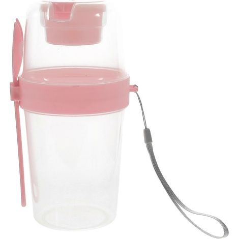 ensemble de gobelets à flocons d'avoine portables avec cuillère, bocaux hermétiques à double paroi, gobelet à salade portable-18.5X9X9CM-Pink (1/3)
