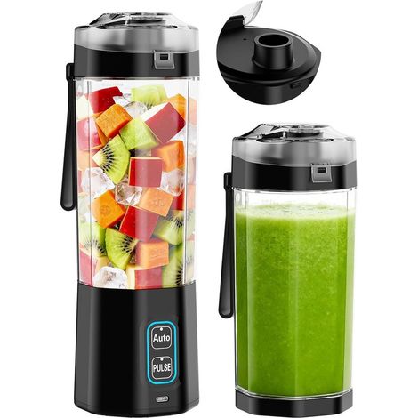 Licuadora，Licuadora portátil，Licuadora personal，Gran capacidad de 700 ml，Recargable mediante USB-C，Resistente al agua IPX8 (1/5)