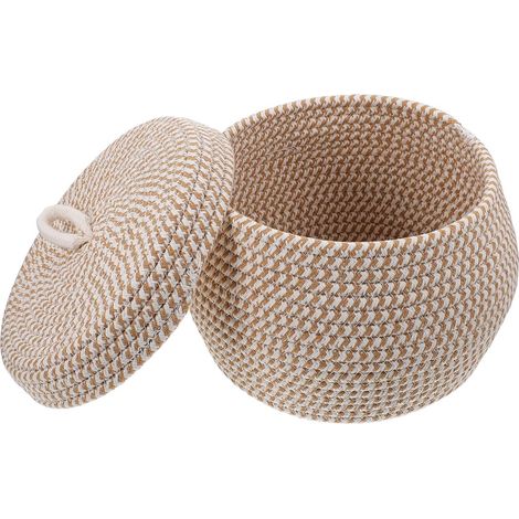 Panier de rangement en coton avec couvercle, pour la maison, la chambre ou la buanderie, adapté aux espaces intérieurs et aux routines quotidiennes.-AquaForge (1/5)