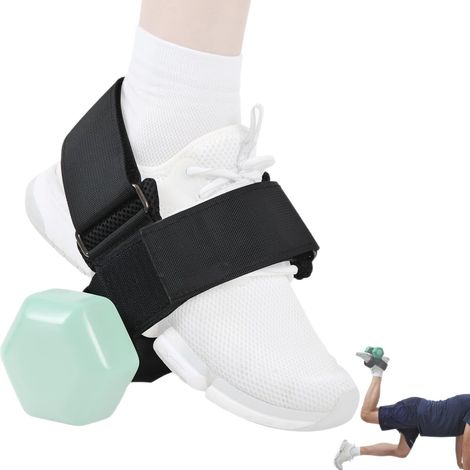 Trainer Haltères de pied réglables Sangles de cheville pour haltérophilie, exercices de jambes à la maison pour fléchisseurs de hanche, attelle tibiale, boucles ischio-jambiers