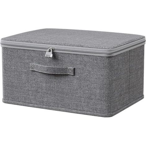 Caja de almacenamiento con tapa - gris - material catiónico (1/5)