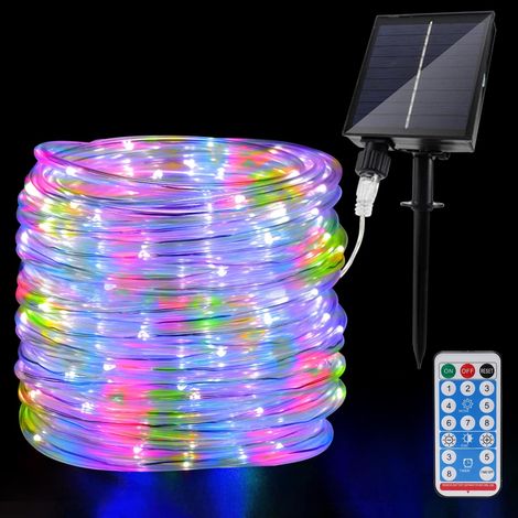 Guirlande Lumineuse Solaire Extérieure LED, IP65 Étanche Guirlande Lumineuse 12m/39.4ft 100LEDs Solaire Décoration Lumières avec 8 Modes d'Éclairage pour Jardin Arbre Fête Décoration de Noël