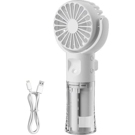 Mini Portable Hand Held Fan with Water Mist Spray USB Rechargeable Fans with 4 Speeds Small Desk Fan Desktop Cooling Fans for Outdoor School Travel Camping (White) (1/5)