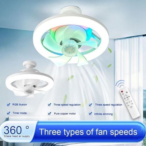 Ventilateur Plafond Silencieux avec Lumière RGB Télécommande, 3 Couleurs, Idéal pour Salon, Chambre, Ou Bureau (1/5)