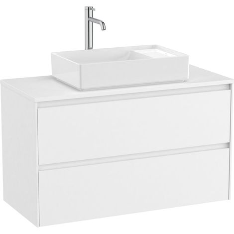 Mueble base de dos cajones para lavabo sobre encimera ONA - ROCA Color: Blanco mate