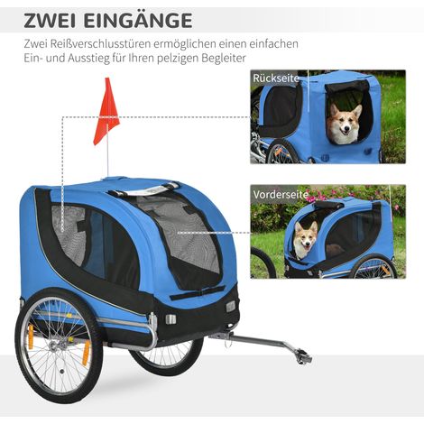 Remorque vélo pour chien avec attache universelle, acier, bleu+noir (1/5)